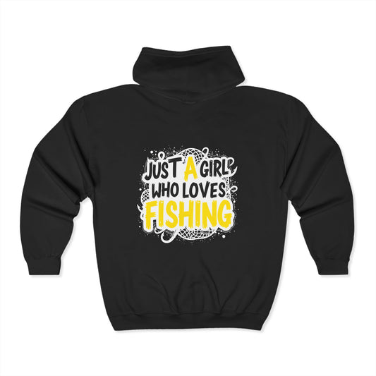 Just A Girl Who Loves Fishing - Unisex Heavy Blend Zip Sweatshirt